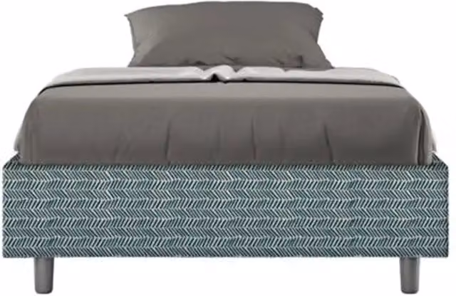 Letto una piazza e mezza contenitore imbottito 120x190 tessuto Aragona 8 blu Azelia