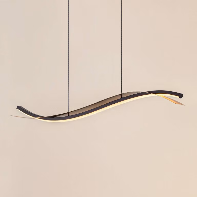Lucande Lampada LED a sospensione Alevia, nero/oro, CCT Alevia Lucande, dimmerabile, Ottone / Oro, Soggiorno / Sala da pranzo, Metallo, Design
