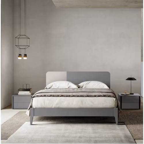 Letto matrimoniale in legno con testata bicolore Colombini Casa Sector