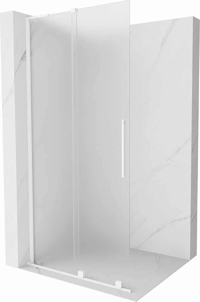 Mexen Velar L Parete doccia scorrevole Walk-in 110 x 200 cm, brina 8 mm, bianca - 871-110-003-33-20
