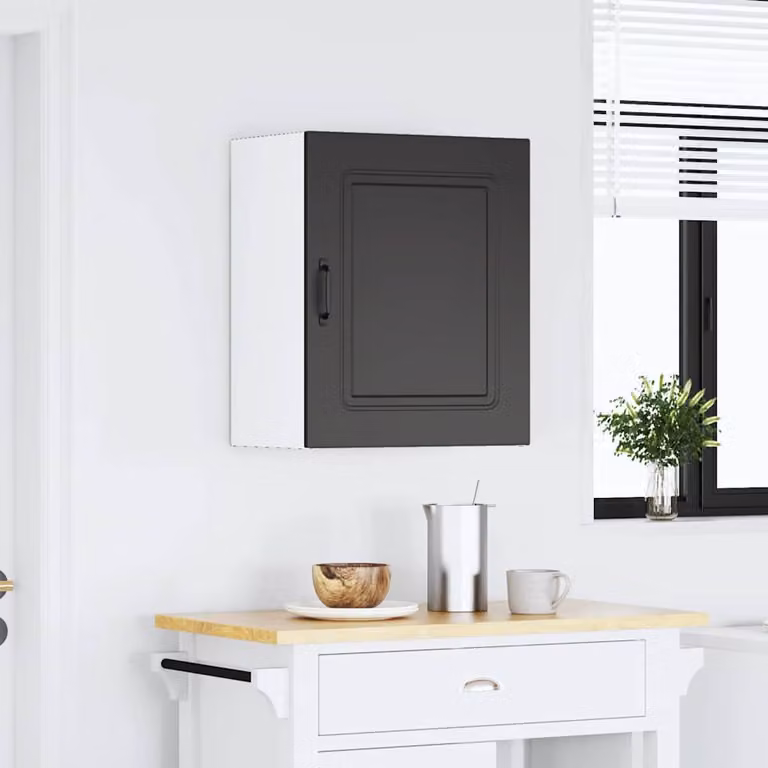 Pensile da cucina moderno vidaXL Kalmar in legno nero opaco L: 60 cm, H: 31 cm, P: 20 cm