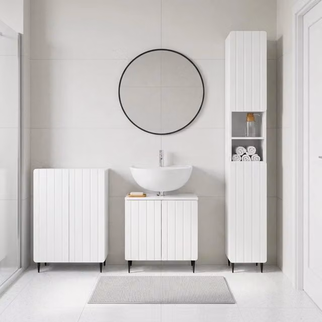 Set di armadietti da bagno in 3 pezzi ZWOLLE Bianco Lucido 3417436