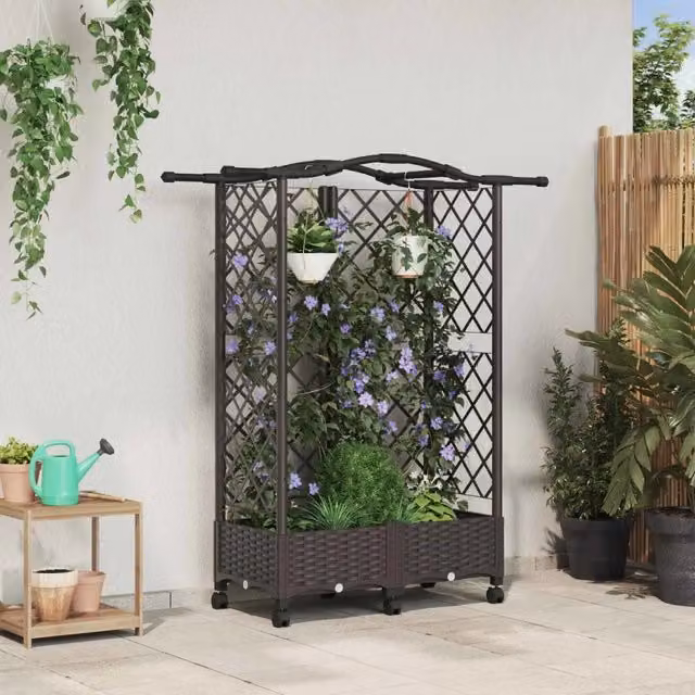 Letto rialzato Videx con griglia e tetto marrone L: 124 cm, P: 40 cm, H: 129 cm