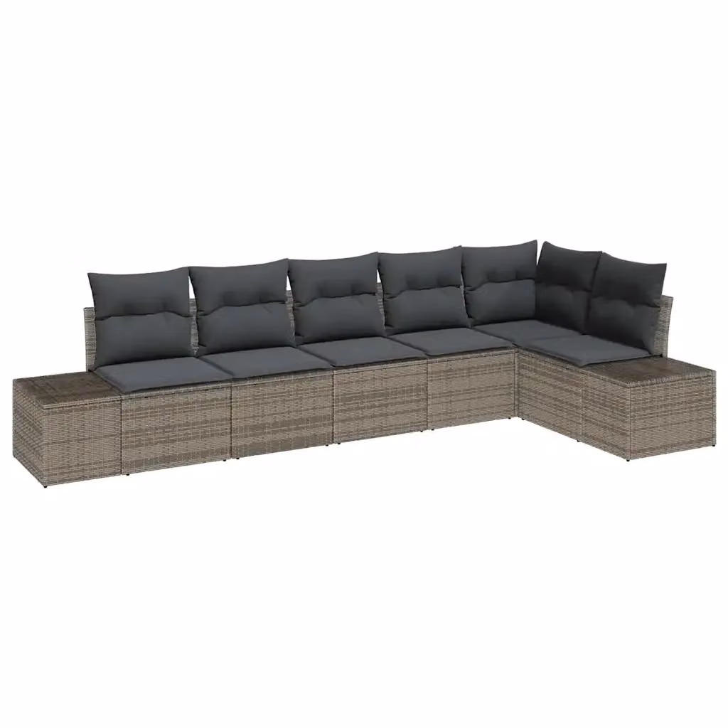 Set Divano da Giardino a L vidaXL in Polyrattan Grigio con Cuscini e Struttura in Acciaio 6 Pezzi – 2
