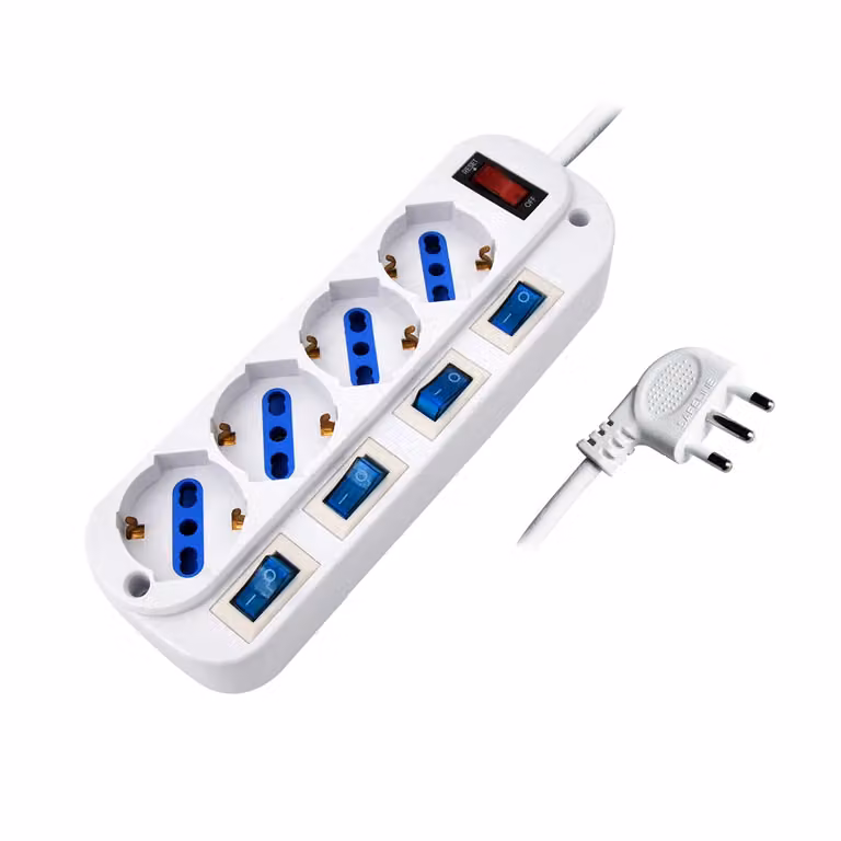 Multipresa PROPART a 4 prese 10/16A bipasso/schuko con interruttori indipendenti, colore bianco