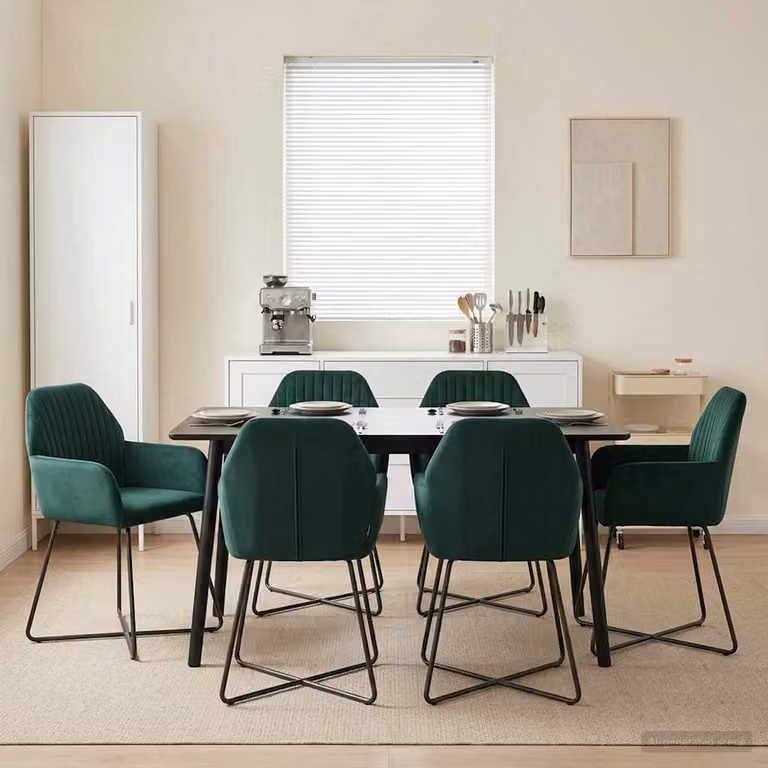 Set di 4 sedie da pranzo moderne vidaXL in velluto verde scuro L/P/H: 55 x 50 x 84 cm