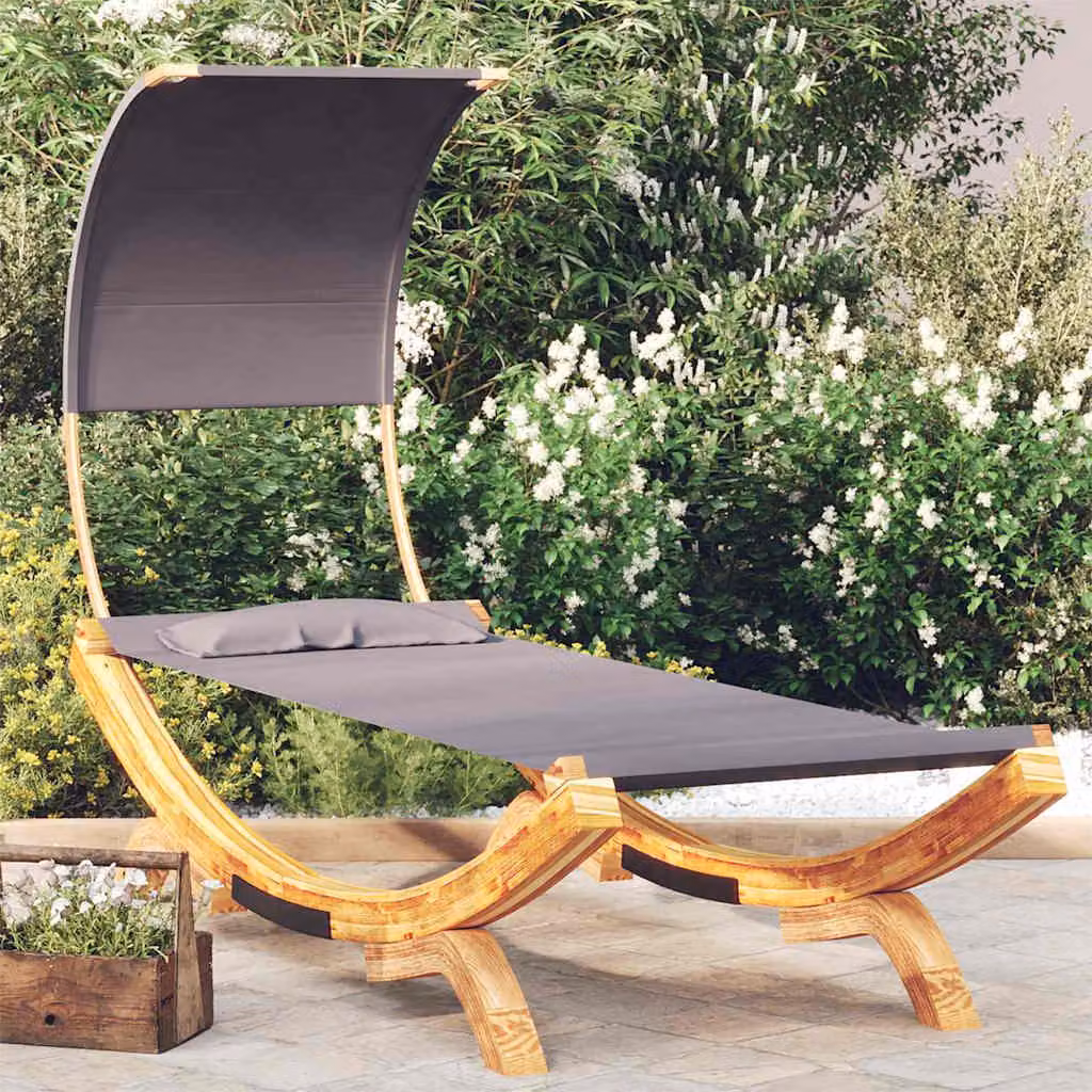 vidaXL Lettino con Tettuccio in Legno di Latifoglie Trattato Antracite L: 100 cm, P: 200 cm, H: 126 cm – 1