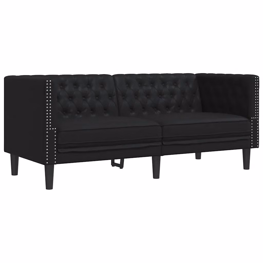Divano Chesterfield vidaXL in similpelle nero per soggiorno L: 174,0 cm, P: 74,5 cm, H: 70,5 cm – 2