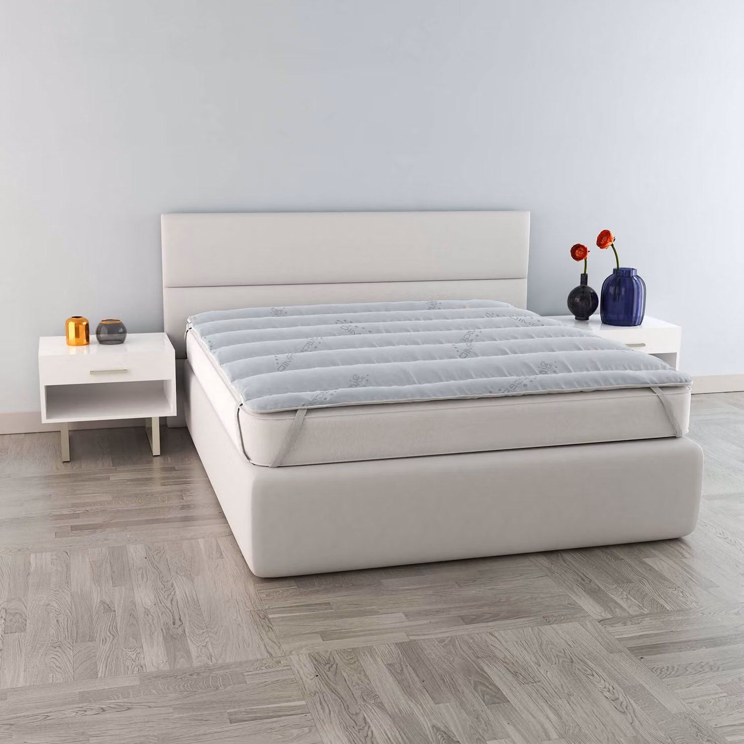 Topper imbottito con bioVetroceramica, 160x195 cm, con 4 elastici
