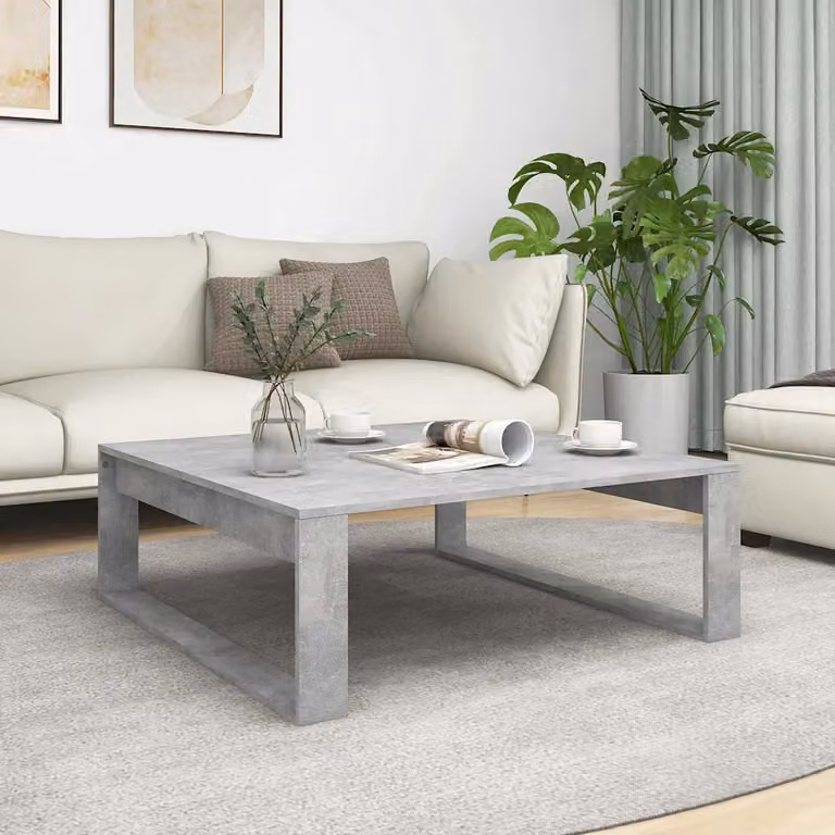 Tavolino da salotto vidaXL in legno multistrato e composito, colore grigio cemento, L/P/H: 100 x 100 x 35 cm