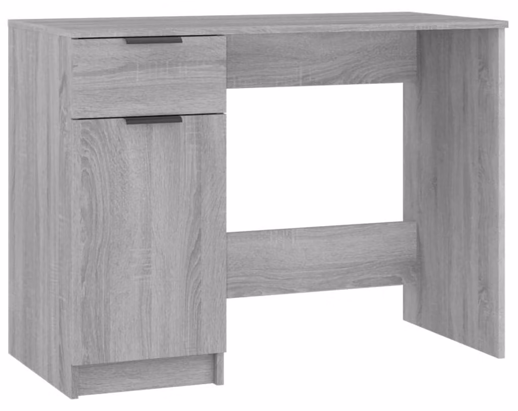 Solidchoice - Scrivania minimalista grigio Sonoma con ampio spazio di stoccaggio