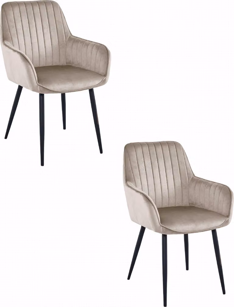 Sedia SOLDEN - velluto beige scuro / gambe nere x 2