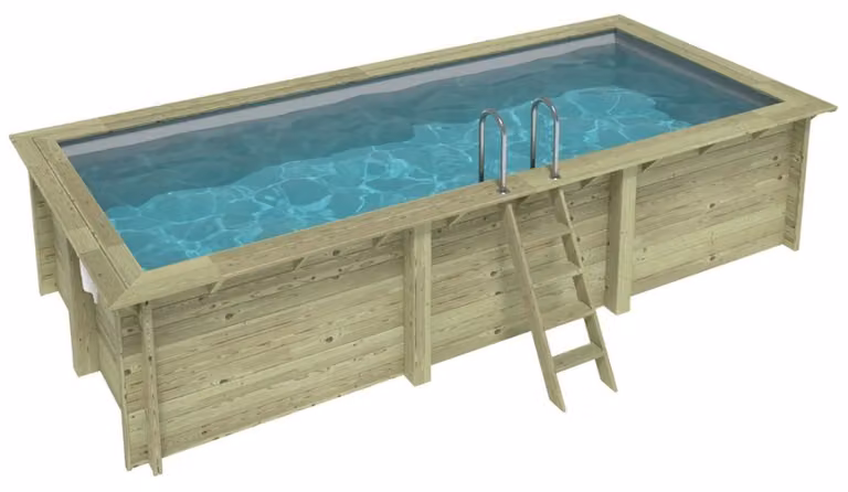 Piscina in legno AQUA 6.1 x 2.85 - H.1.31 m, grigio, Su telaio - senza cementazione