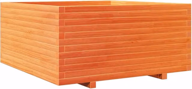 Fioriera | Cassetta per fiori | Vaso Giardino Marrone Cera 100x100x49,5 Legno Massello Pino
