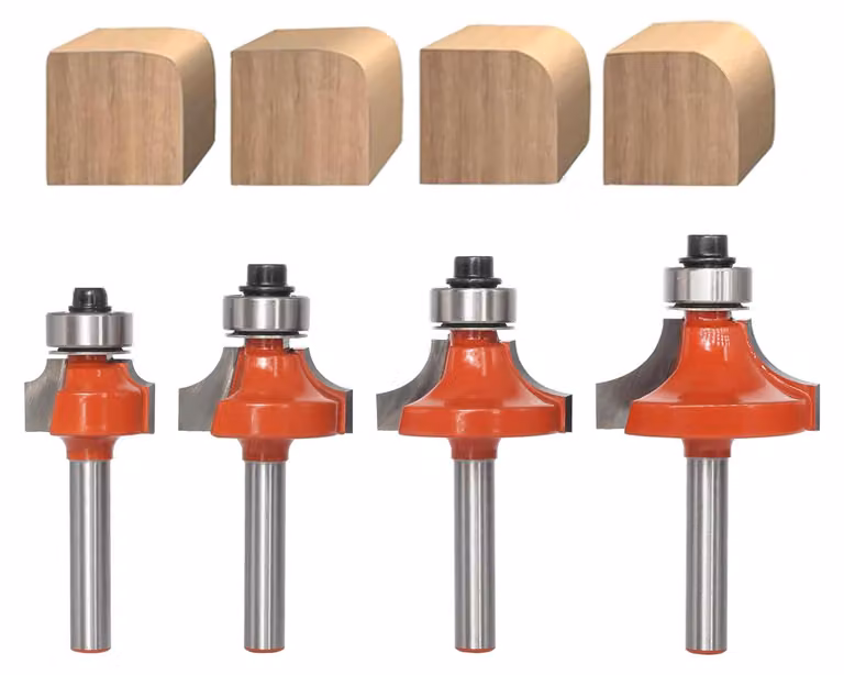 Fresa a zaffo da 6 mm con albero cilindrico, set di 4 pezzi per lavorazione del legno