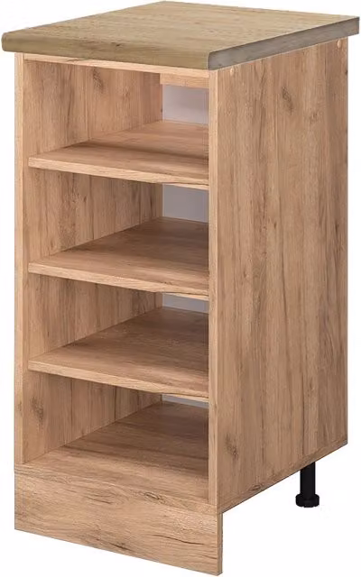 Scaffale da cucina R-Line Vicco in rovere dorato con ripiani interni e ante, L: 40 cm, H: 81,6 cm, P: 60 cm