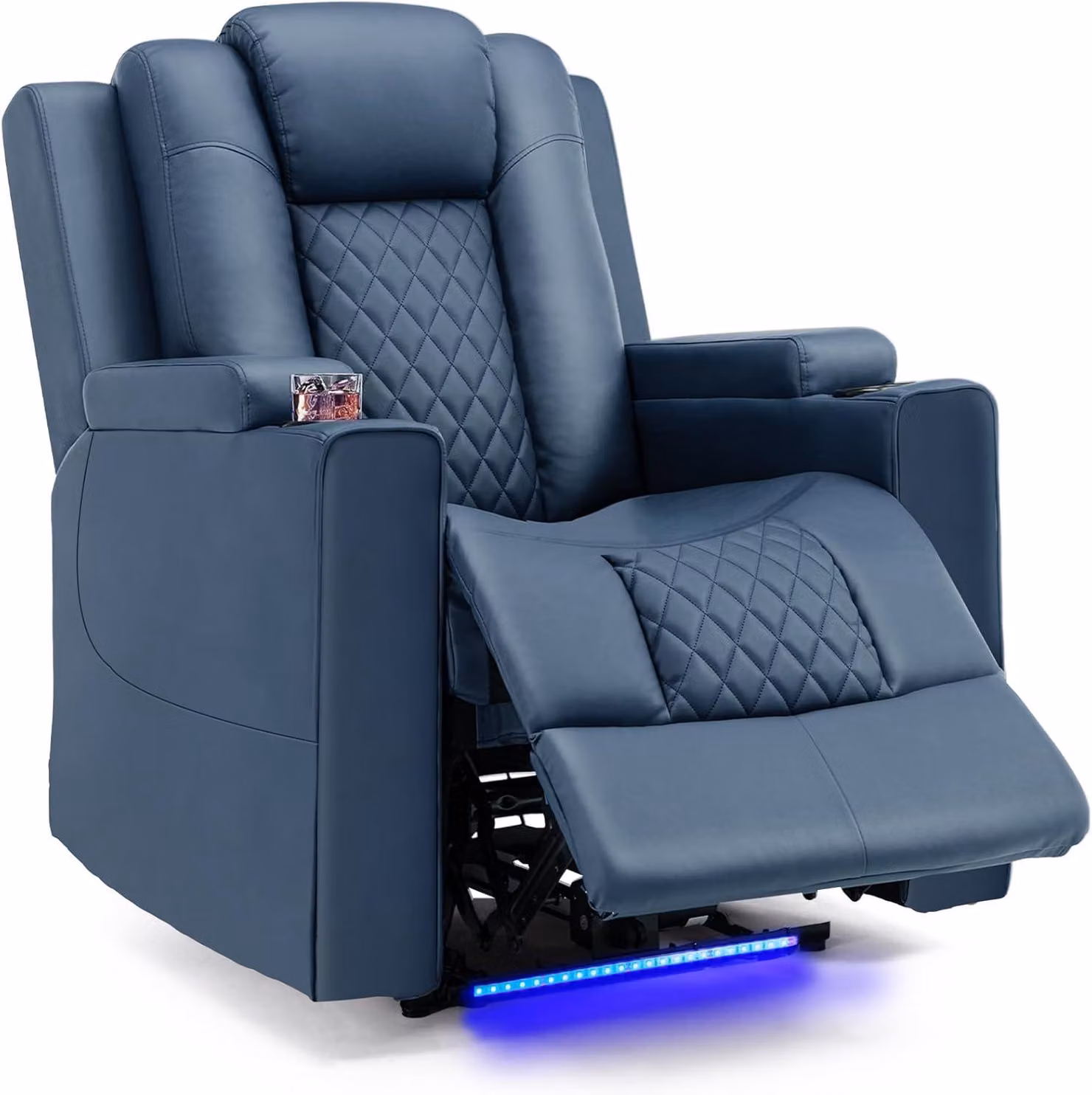 Poltrona reclinabile elettrica - Poltrona per la TV - Poltrona relax - Poltrona blu - Schienale regolabile da 90° a 165°
