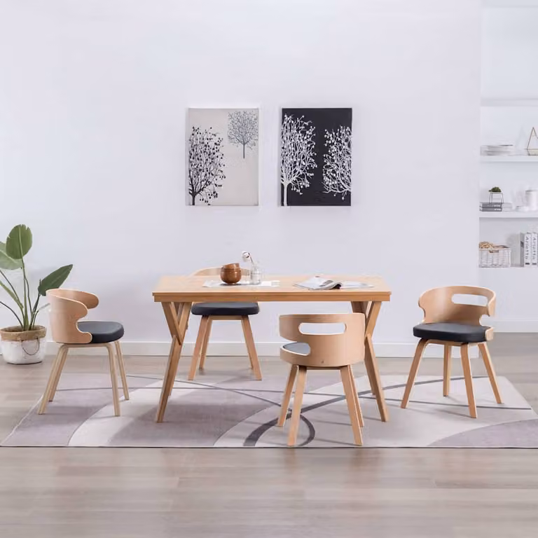 Set di 4 sedie da pranzo vidaXL in legno e similpelle nera per cucina e sala da pranzo