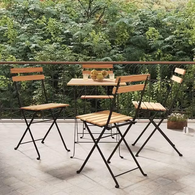 Set di 4 sedie pieghevoli vidaXL in legno di teak oliato e acciaio, colore marrone – 1