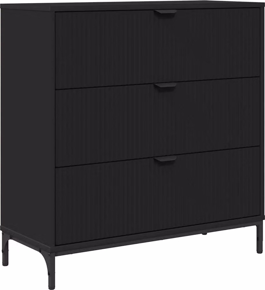 Credenza con cassetto Nero 79,5 x 33 x 82 cm Legno multistrato