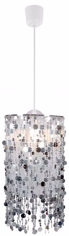 Lampada a sospensione, argento, decorazione, H 152 cm