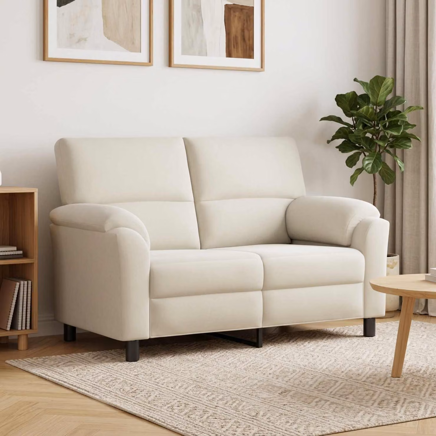 Divano moderno vidaXL in velluto beige per soggiorno L: 154 cm, P: 85 cm, H: 93 cm