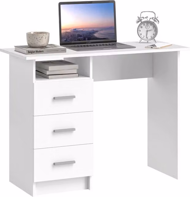 Scrivania moderna Giordanoshop in legno bianco e marrone L/P/H: 100 x 40 x 75 cm – 1