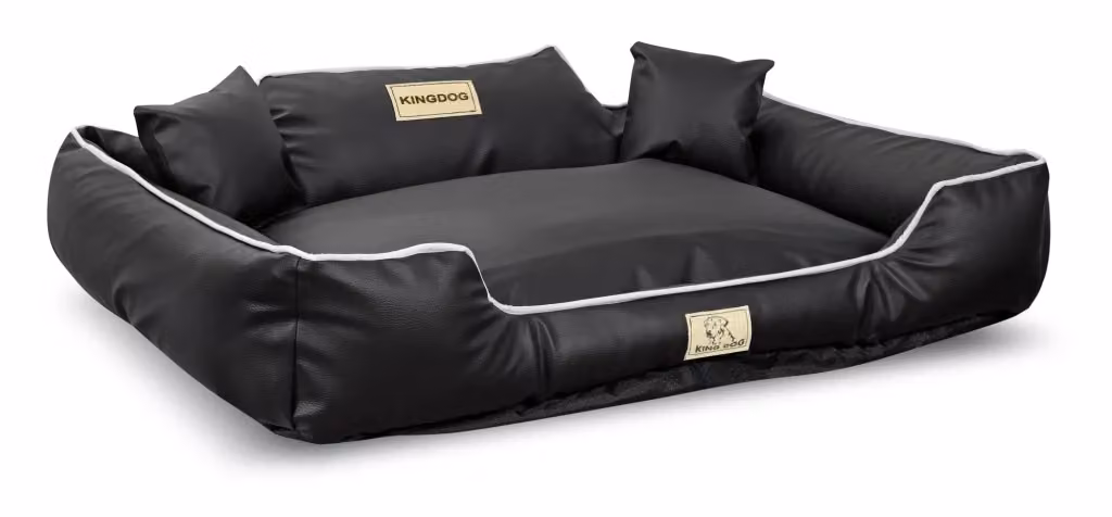 AIO FACTORY KINGDOG Cuccia per cani a divano in ecopelle nera con coperta rimovibile e base antiscivolo – 2