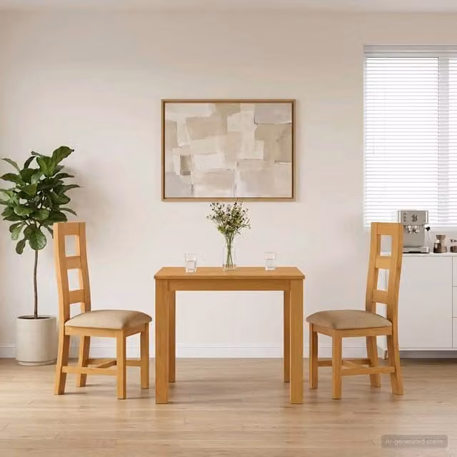 Set da pranzo moderno vidaXL in legno di quercia beige composto da tavolo rettangolare e 3 sedie – 1