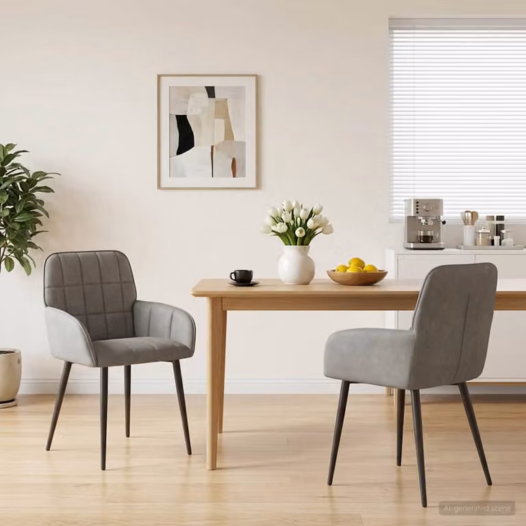 Set di 2 sedie da pranzo vidaXL in velluto grigio con design moderno L/P/H: 56.5 x 50 x 85 cm