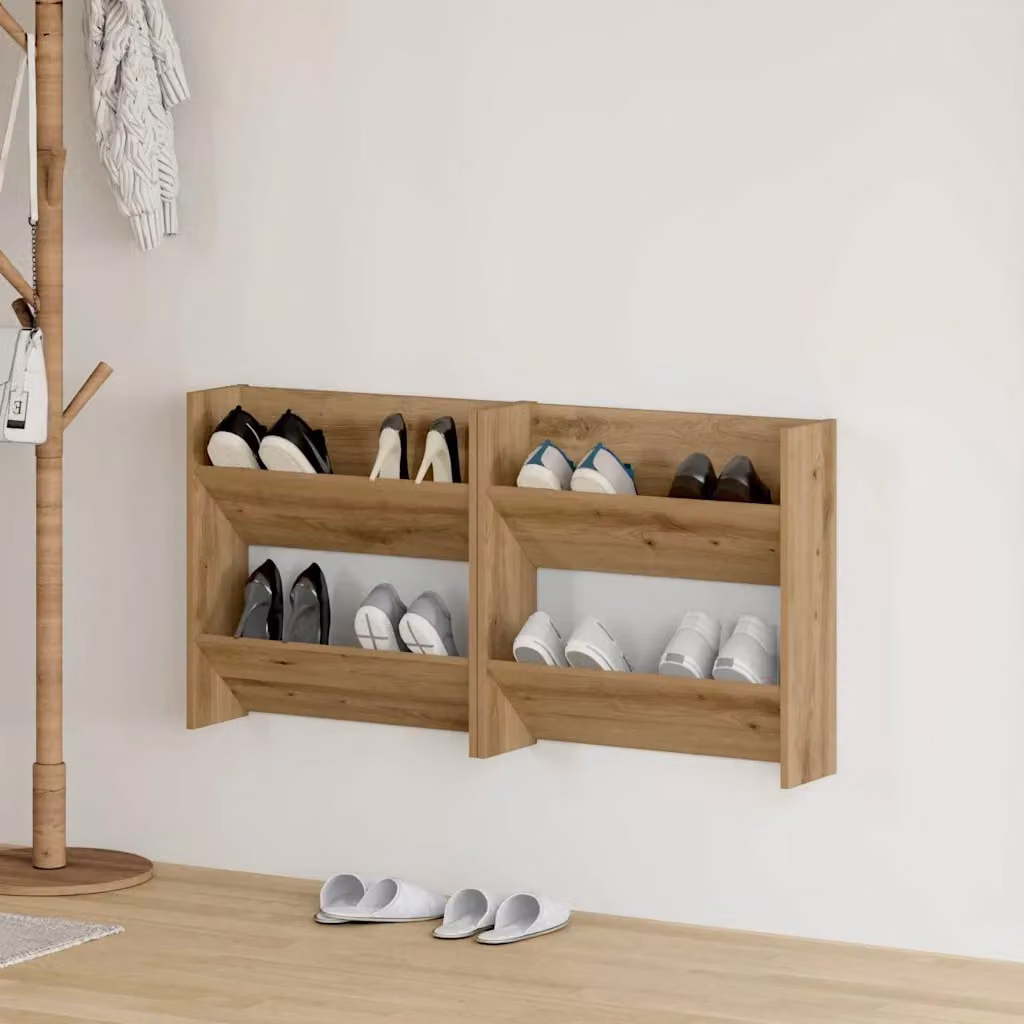 Set di 2 mobili porta scarpe vidaXL in legno marrone con ripiani piatti e design moderno L/P/H: 60 x 18 x 60 cm