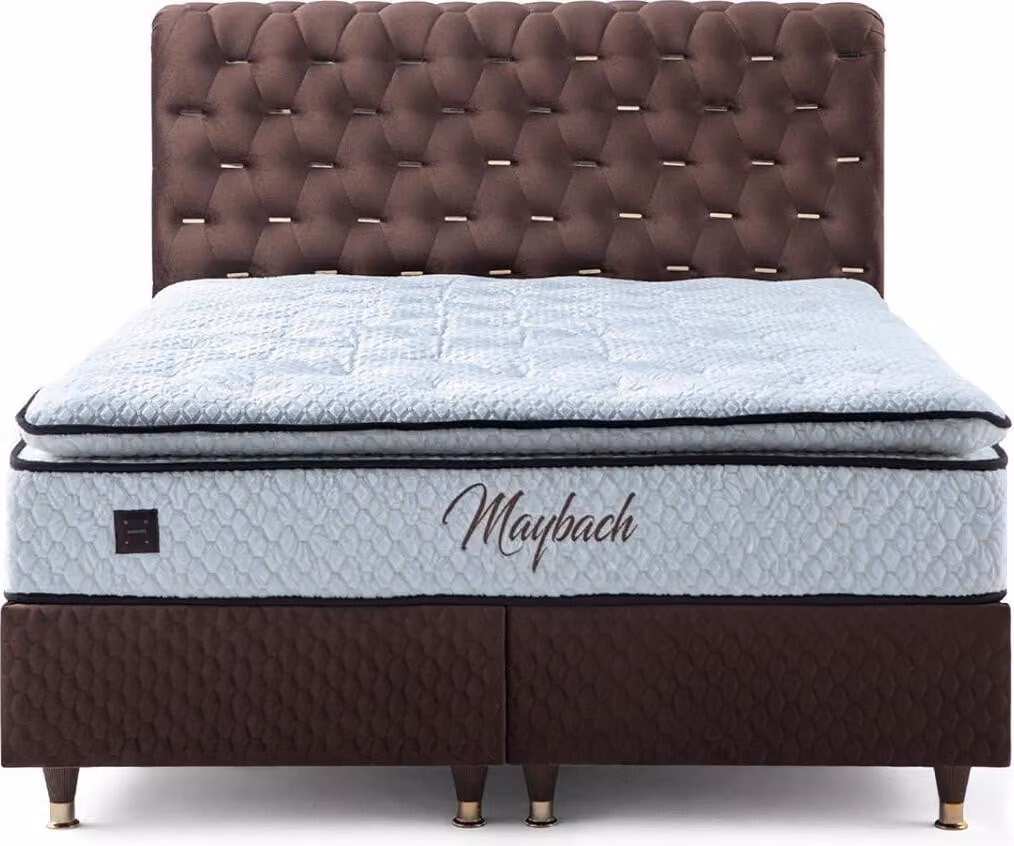 Braunes Doppelbett Designer Rechteckiges Luxuriöses Schlafzimmer Bett