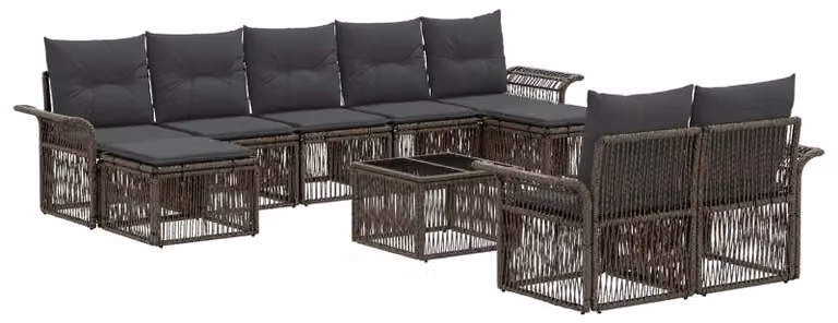 Set Divano da Giardino 10 pcs Grigio polyrattan