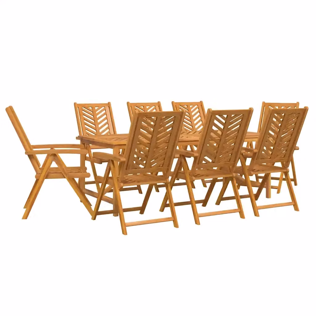 Set da pranzo per giardino e terrazzo vidaXL in legno di acacia marrone, 9 pezzi – 2