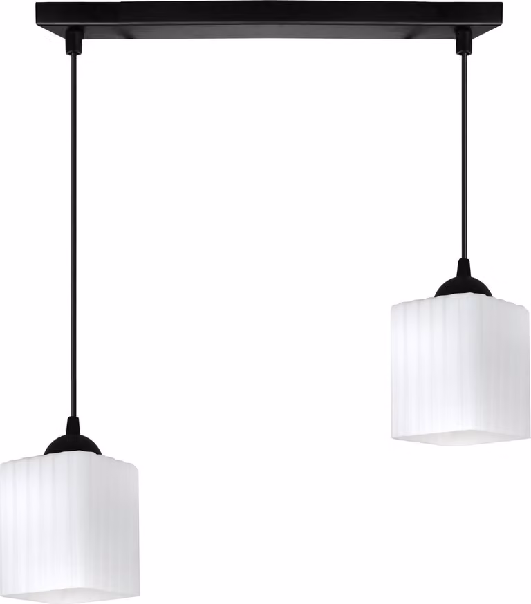 Riffle Lampada a sospensione nera – Lampada a sospensione a 2 luci con cubi bianchi E27
