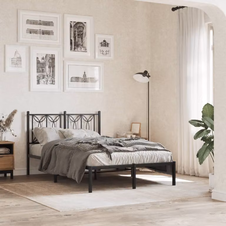 vidaXL Giroletto con Testiera in Metallo Nero L/P/H: 120 x 200 x 90 cm