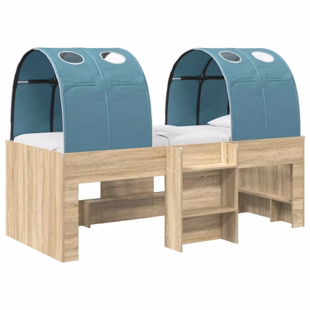 Letto singolo rialzato con struttura a casetta e scala vidaXL, colore blu, L/P/H: 193 x 90 x 120 cm – 2