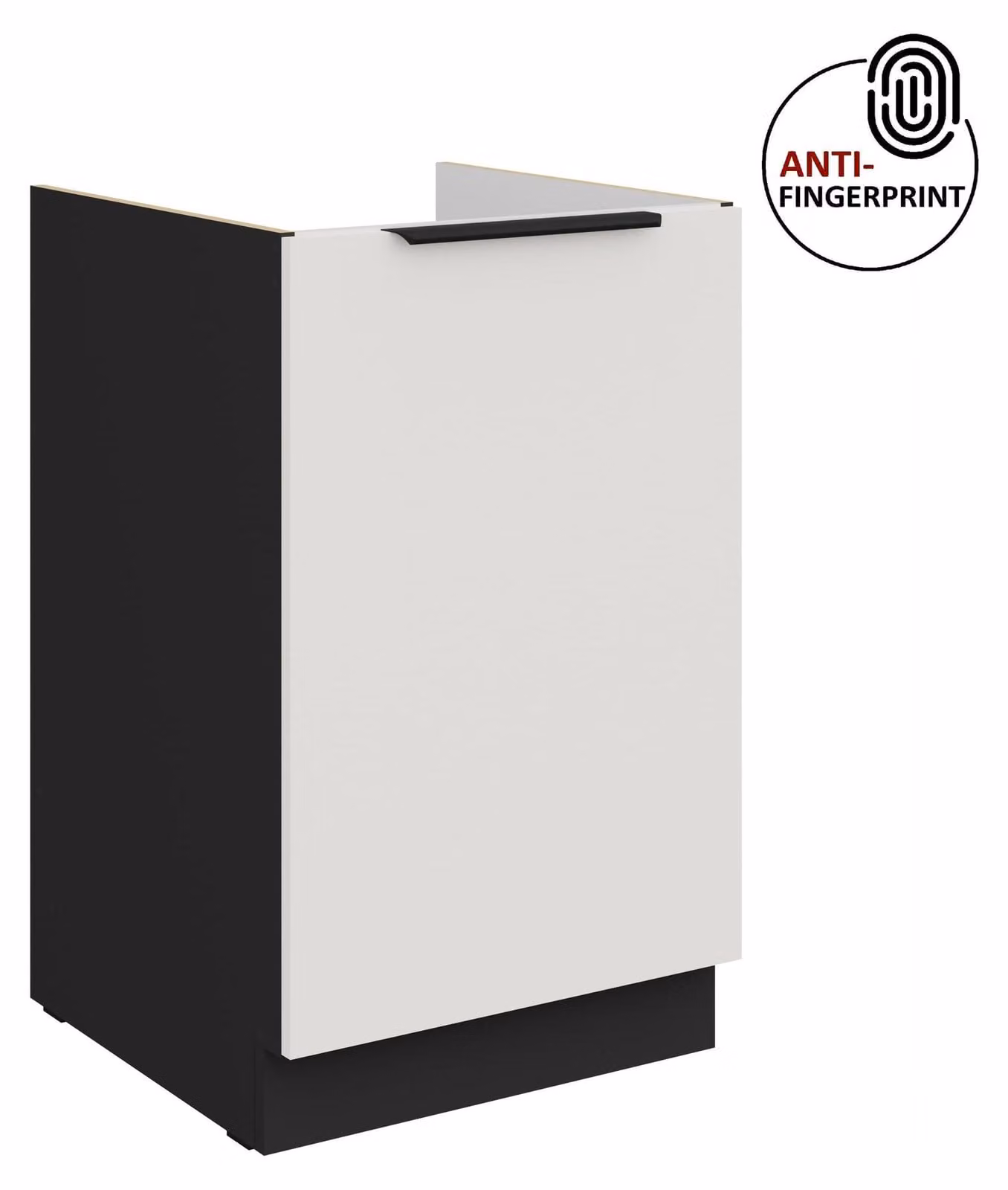 Mobile sottolavello da 50 cm per cucina ARIA, bianco ultra opaco + nero opaco, frontali di alta qualità con rivestimento anti-impronta, cucina a incasso, blocco cucina