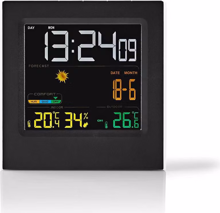 Stazione meteorologica | Per interni ed esterni | Incluso sensore meteo wireless | Previsioni meteo | Visualizzazione dell'ora | Display a LED | Funzione sveglia