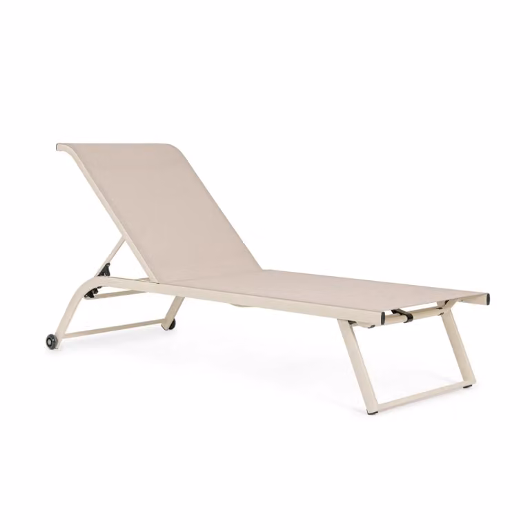 Set 2 lettini da giardino TAYLOR in textilene e struttura in alluminio beige