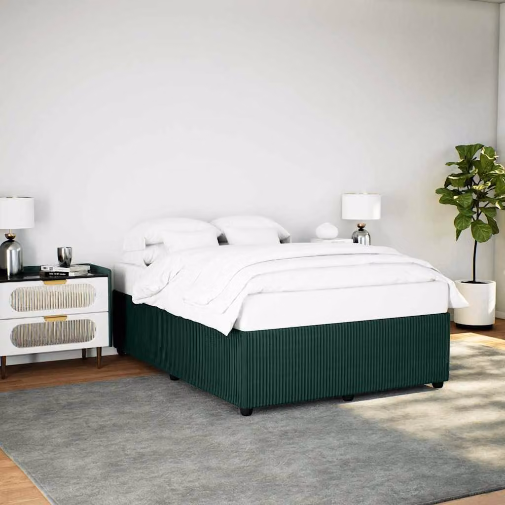 vidaXL Giroletto senza Materasso in Velluto Verde con Listelli in Legno L: 140 cm, P: 200 cm – 1