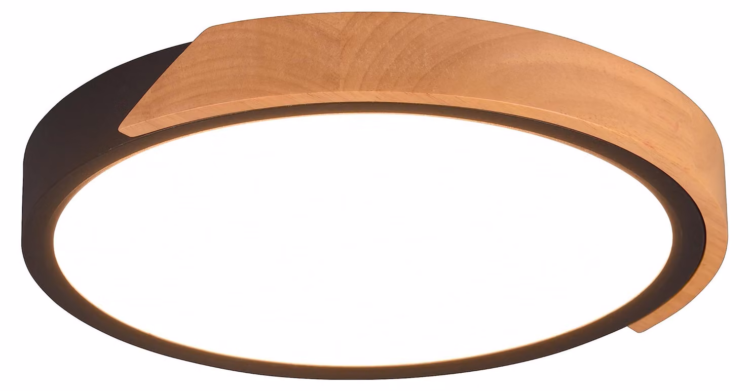 Plafoniera Jano, LED 20W, 2400 lumen, legno naturale, diametro 31,5 cm
