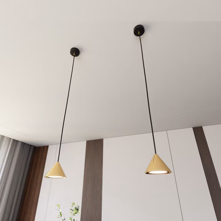 Lampada a sospensione nera piccolo paralume conico oro regolabile ELIT 1xGX53 12W Emibig