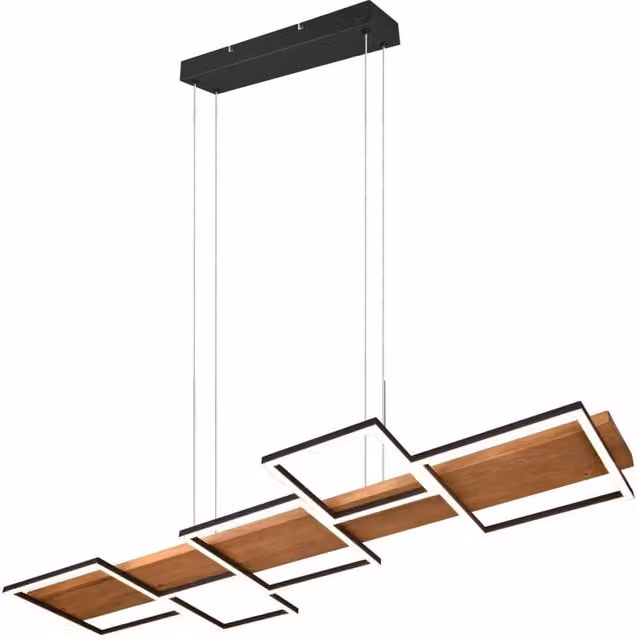 Lampada a sospensione LED Trio Harper nera legno scuro