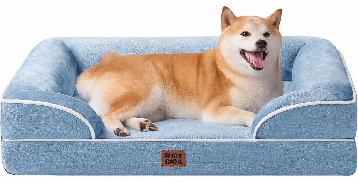 Cuccia ortopedica per cani, con memory foam, 89x56 cm, azzurra