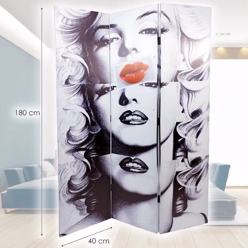 Paravento divisorio con 3 pannelli Trade Shop con stampa Marilyn Monroe multicolore L 180 cm x H 120 cm – 2