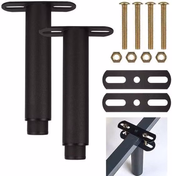 Pilastri metallici regolabili, da 18 a 33 cm - Rialzi per mobili - Set da 2 - Neri - per letto/armadio/divano