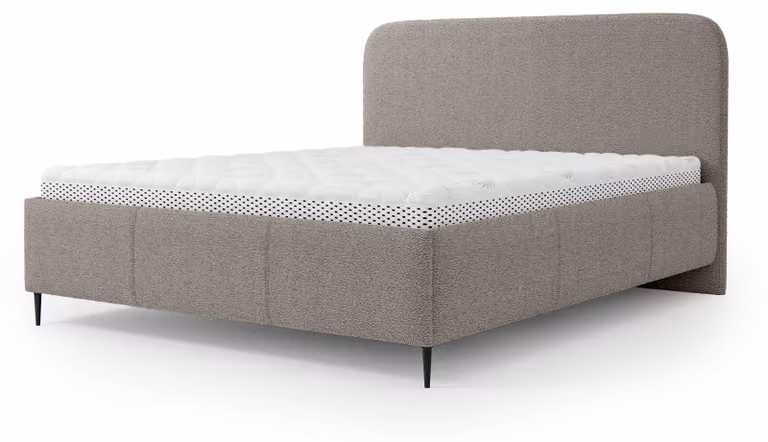 Letto imbottito con contenitore Edi, rivestito in tessuto effetto asfalto, dimensioni 160 x 200 cm