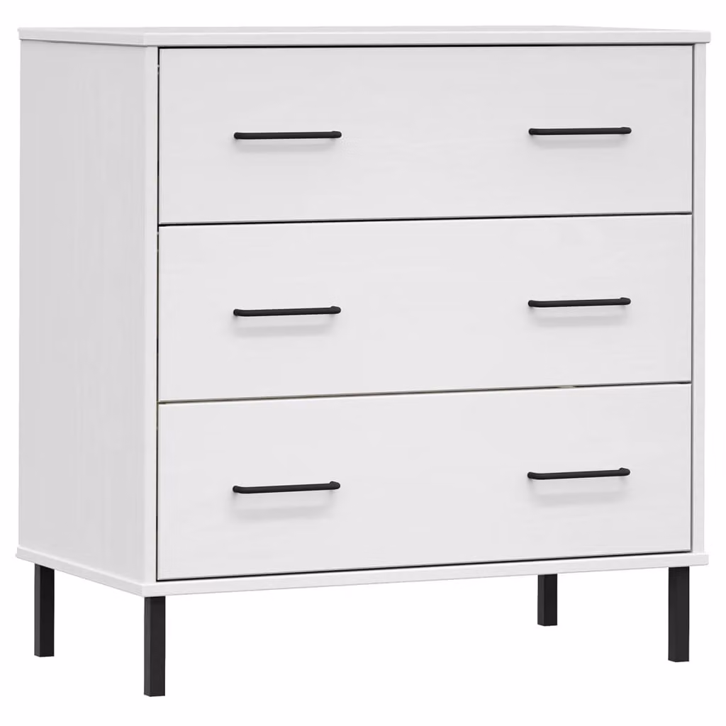 SYFAX™ Credenza con 3 Cassetti Bianca 77x40x79,5cm Legno Massello OSLO
