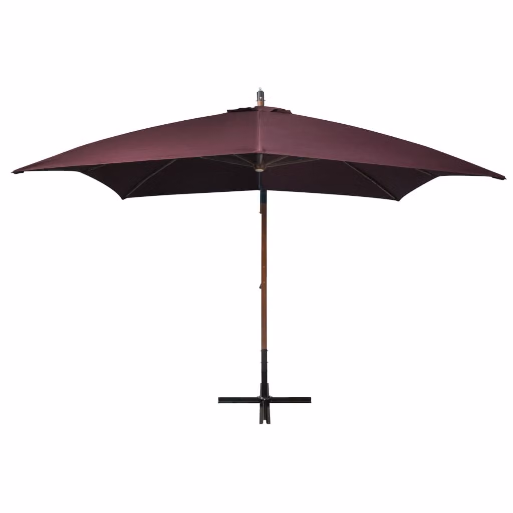 vidaXL Ombrello semaforo con palo rosso Bordeaux 3x3 m in legno massiccio di abete